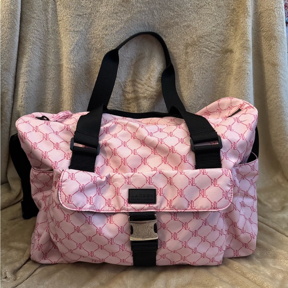 Ralph Lauren Pink and Black Travel Bag with Geometric Pattern - Picture 1 of 8